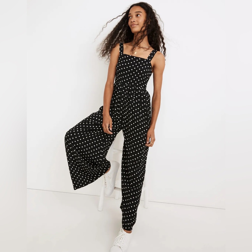 NWT Madewell Tank Wide-Leg Polka Dot Jumpsuit 00